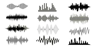 vector sonido olas colocar. musical sonido ondas, igualada y grabación concepto. término análogo y digital línea formas de onda. electrónico sonido señal, voz grabación.