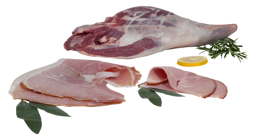 Fresh pork slices cut out isolated transparent background png