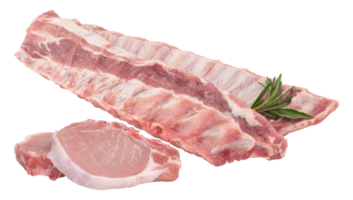 Fresh pork slices cut out isolated transparent background png