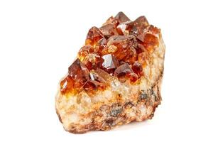 Macro mineral stone Citrine on white background photo