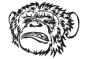 chimpancé cabeza tatuaje diseño vector