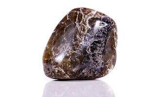 Macro mineral stone Labradorite on white background photo