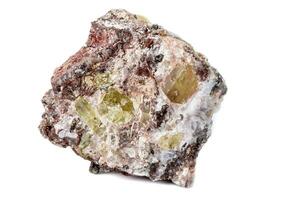 Macro mineral stone Golden Apatite on a white background photo