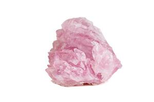 Macro mineral stone Rose quartz on white background photo