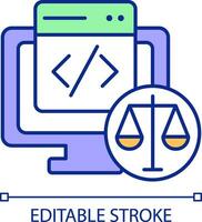 2D simple editable equal treatment of data icon representing cyber law, isolated vector, thin line illustration. vector