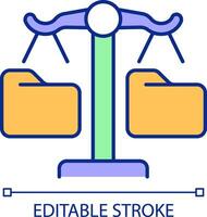 2D simple editable equal treatment of data icon representing cyber law, isolated vector, thin line illustration. vector