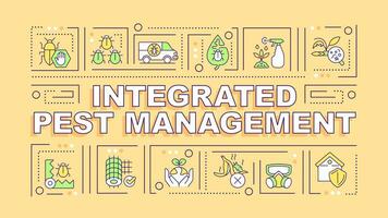 Integrated pest management text with various thin line icons concept on yellow monochromatic background, editable 2D vector illustration.