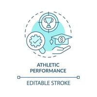 2D editable athletic performance blue thin line icon concept, isolated vector, illustration representing athletic scholarship. vector