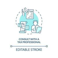 Consult with tax professional soft blue concept icon. Financial advisory. How to apply for tax credits. Round shape line illustration. Abstract idea. Graphic design. Easy to use in blog post vector