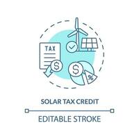 Solar tax credit soft blue concept icon. Clean energy credit. Tax relief. Type of financial benefit. Round shape line illustration. Abstract idea. Graphic design. Easy to use in blog post vector