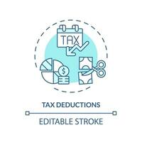 Tax deduction soft blue concept icon. Type of financial benefit. Reduce taxable income. Finance planning. Easy to use in article. Round shape line illustration. Abstract idea. Graphic design vector