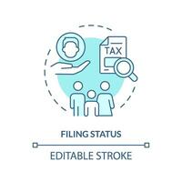 Filing status soft blue concept icon. Determine eligibility for financial benefit. Criteria for taxpayers. Round shape line illustration. Abstract idea. Graphic design. Easy to use in blog post vector