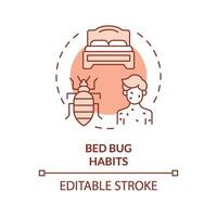 2D editable red bed bug habits icon, monochromatic isolated vector, integrated pest management thin line illustration. vector