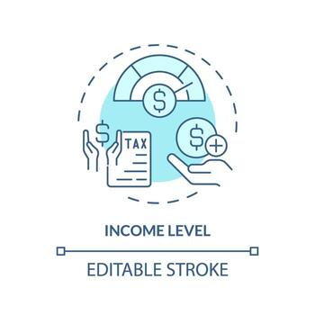 Income level soft blue concept icon. Determine eligibility for financial benefit. Criteria for taxpayers. Round shape line illustration. Abstract idea. Graphic design. Easy to use in article vector