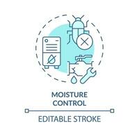 2D editable blue moisture control icon, monochromatic isolated vector, integrated pest management thin line illustration. vector