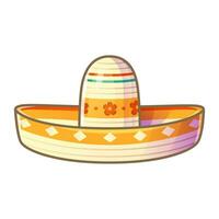 Traditional Mexican wide brimmed sombrero hat isolated on a white background. vector