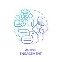 2D gradient active engagement icon, simple vector, thin line illustration representing learning theories. vector