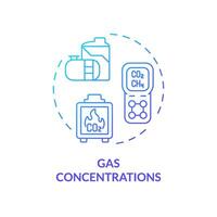 2D gradient gas concentrations icon, simple isolated vector, climate metrics thin line illustration. vector