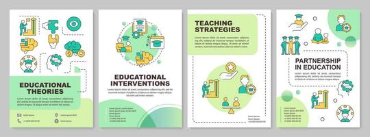 Creative gradient learning theories brochure template, leaflet design with thin linear icons, 4 vector layouts.