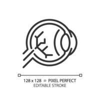 2D pixel perfect editable black eyestrain icon, isolated simple vector, thin line illustration representing eye care. vector