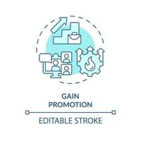 2D editable blue icon gain promotion concept, monochromatic isolated vector, MOOC thin line illustration. vector