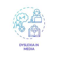 2D gradient blue icon dyslexia in media concept, simple isolated vector, dyslexia thin linear illustration vector