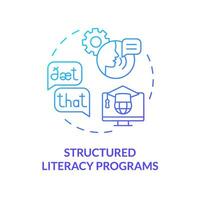 2D gradient blue icon structured literacy programs concept, simple isolated vector, dyslexia thin linear illustration vector