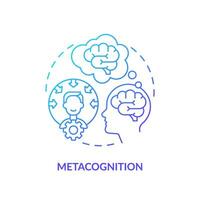 2D gradient metacognition icon, simple vector, thin line illustration representing learning theories. vector