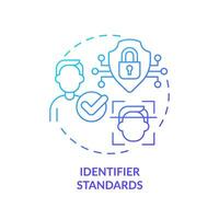 2D gradient blue icon identifier standards concept, isolated vector, health interoperability resources thin line illustration. vector