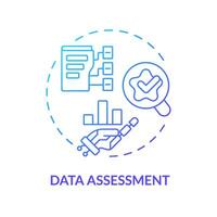 2D data assessment gradient icon representing AI ops, isolated vector, blue thin line illustration. vector