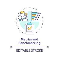 2D editable thin line icon metrics and benchmarking concept, isolated vector, multicolor illustration representing arena. vector