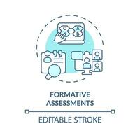 2D editable blue icon formative assessments concept, monochromatic isolated vector, MOOC thin line illustration. vector