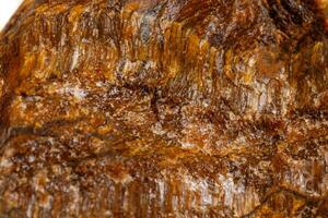 Macro mineral stone Tiger's eye in the breed on a white background photo