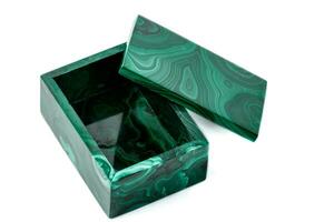 macro malachite boxes on white background photo