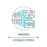 2D editable blue icon xMOOCs concept, monochromatic isolated vector, MOOC thin line illustration. vector