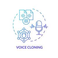 2D voice cloning thin line gradient icon concept, isolated vector, blue illustration representing voice assistant. vector