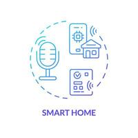 2D smart home thin line gradient icon concept, isolated vector, blue illustration representing voice assistant. vector