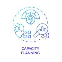 2D capacity planning gradient icon representing AI ops, isolated vector, blue thin line illustration. vector