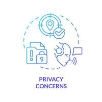 2D privacy concerns thin line gradient icon concept, isolated vector, blue illustration representing voice assistant. vector