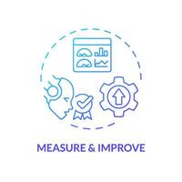 2D measure and improve gradient icon representing AI ops, isolated vector, blue thin line illustration. vector