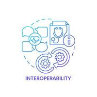 2D gradient blue icon interoperability concept, isolated vector, health interoperability resources thin line illustration. vector