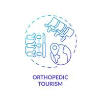 2D gradient orthopedic tourism icon, simple isolated vector, medical tourism thin line illustration. vector