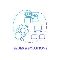 2D issues and solutions gradient icon representing AI ops, isolated vector, blue thin line illustration. vector