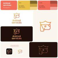 Premium food for pets gradient line business logo. High quality business value. Dog with crown simple icon. Design element. Visual identity. Suitable for branding vector