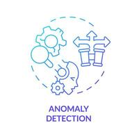 2d anomalía detección degradado icono representando ai operaciones, aislado vector, azul Delgado línea ilustración. vector