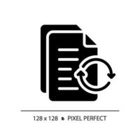 2d píxel Perfecto glifo estilo documento icono, aislado vector, silueta ilustración vector