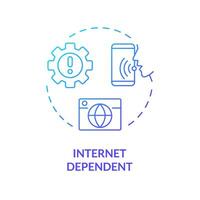 2D internet dependent thin line gradient icon concept, isolated vector, blue illustration representing voice assistant. vector