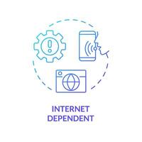 2D internet dependent thin line gradient icon concept, isolated vector, blue illustration representing voice assistant. vector