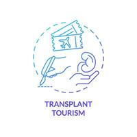 2D gradient transplant tourism icon, simple isolated vector, medical tourism thin line illustration. vector