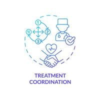 2D gradient treatment coordination icon, simple isolated vector, medical tourism thin line illustration. vector